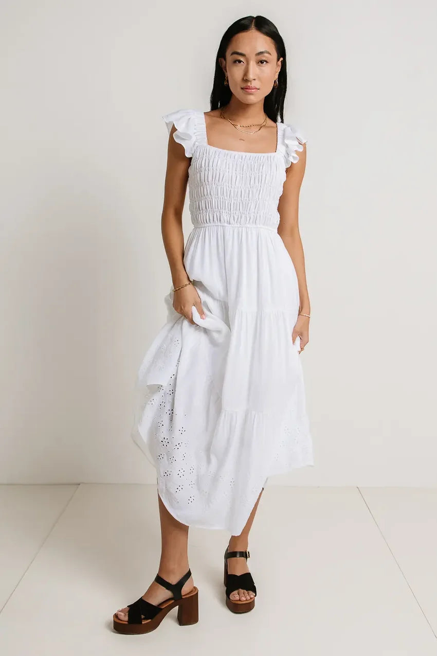 Maxton Midi Dress In White - Final Sale