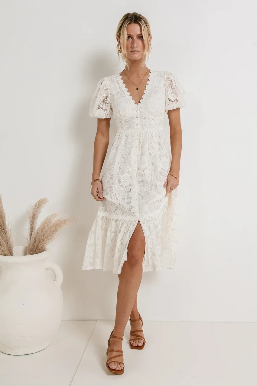 Rowan Lace Dress In White - Final Sale