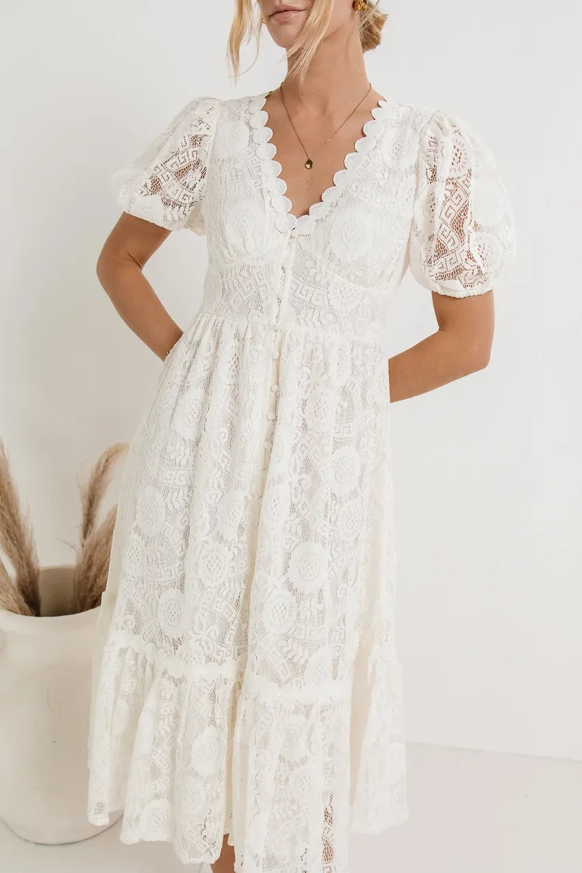 Rowan Lace Dress in White - FINAL SALE