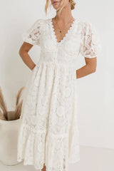 Rowan Lace Dress in White - FINAL SALE