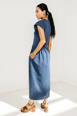 Louie Midi Dress In Indigo - Final Sale