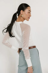 Camden Ribbed Top In White - Final Sale