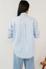 Nyah Striped Button Up In Blue - Final Sale