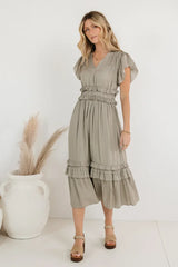 Willa Ruffle Dress in Sage - FINAL SALE