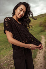 Toso Crocheted Top In Black - Final Sale