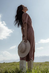 Bhar Midi Wrap Dress In Clay - Final Sale