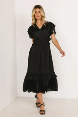 Willa Ruffle Dress In Black - Final Sale