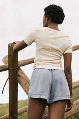 Aybree Ribbed Tee In Cream - Final Sale