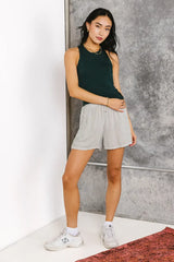 Sleek Jersey Solid Tank In Teal - Final Sale