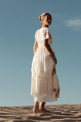 Isabeau Embroidered Maxi Dress In Cream - Final Sale