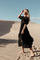 Corinne Tiered Maxi Dress In Black - Final Sale