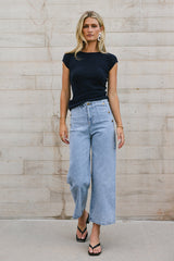 Ulyssa Sweater Top In Indigo - Final Sale