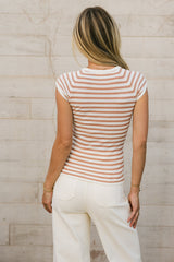 Ulyssa Striped Sweater Top In Clay - Final Sale
