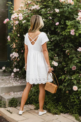 Aria Eyelet Lace Mini In White - Final Sale