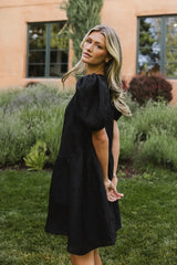 Maison Textured Mini Dress In Black - Final Sale