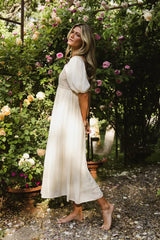 Nina Crocheted Midi Dress In Natural - Final Sale