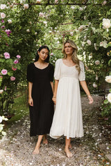 Nina Crocheted Midi Dress In Natural - Final Sale