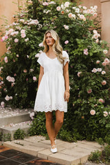 Aria Eyelet Lace Mini In White - Final Sale