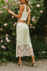 Frankie Asymmetrical Skirt In Lime - Final Sale