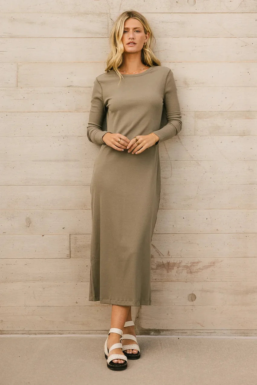 Hollis Ribbed Dress In Olive - Final Sale