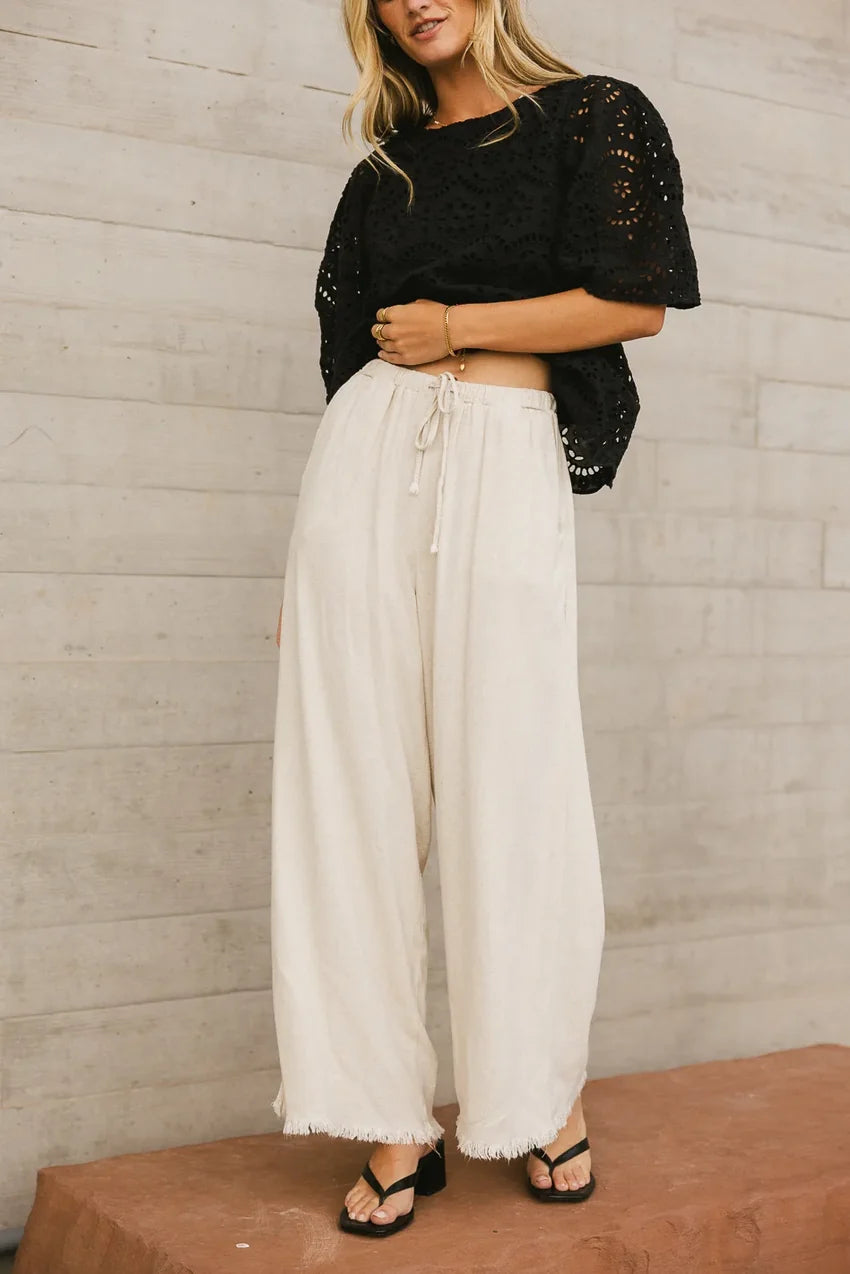 Tatum Woven Pants In Oatmeal - Final Sale