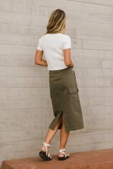 Damon Cargo Skirt In Olive - Final Sale