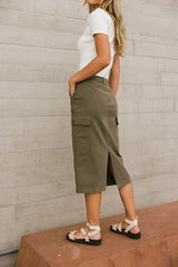 Damon Cargo Skirt In Olive - Final Sale