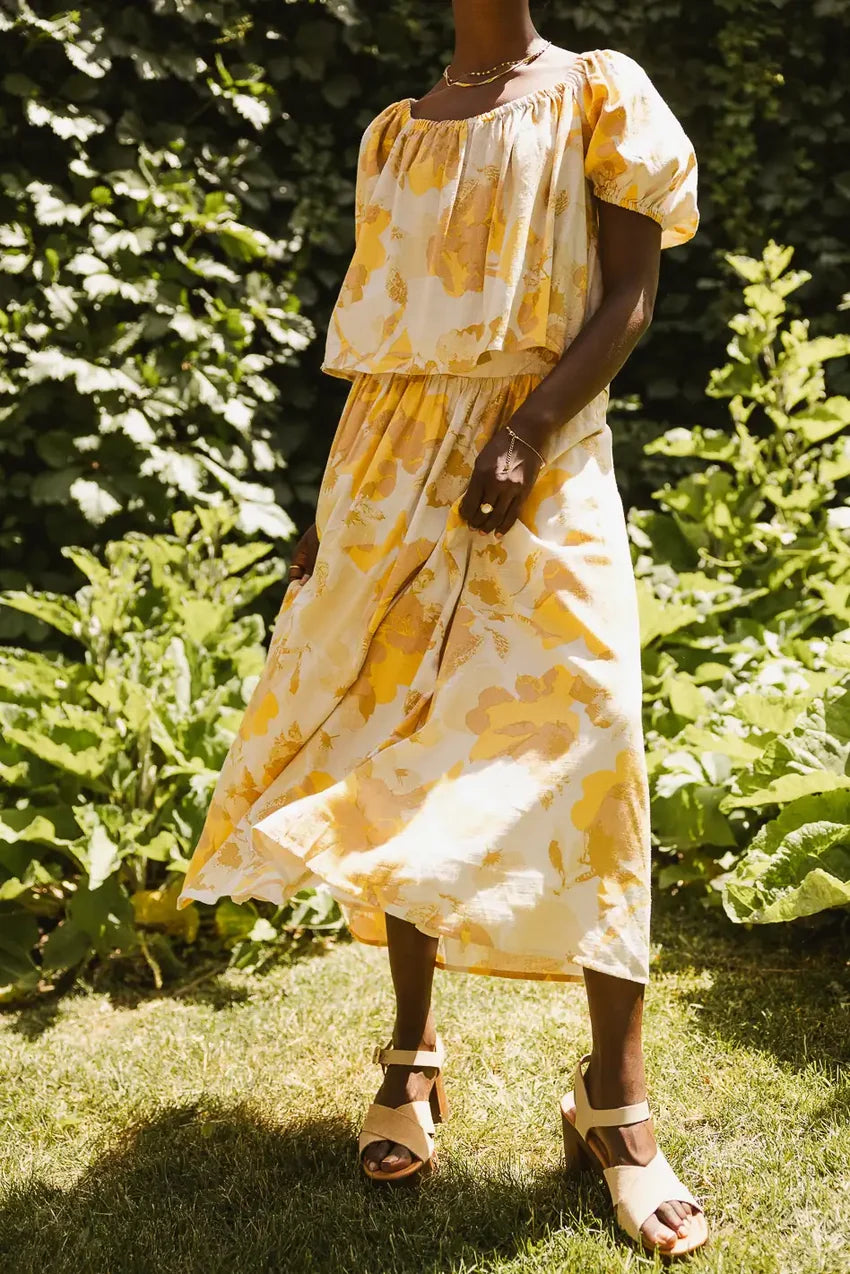 Saffron Floral Midi Skirt - Final Sale