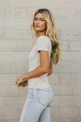 Scoop Neck Tee In Grey - Final Sale