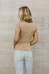 Scoop Neck Tee In Taupe - Final Sale