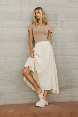 Phillipa Pleated Maxi Skirt in Cream - FINAL SALE