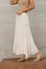 Phillipa Pleated Maxi Skirt In Cream - Final Sale
