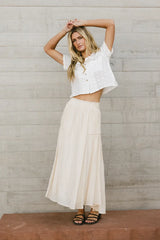 Phillipa Pleated Maxi Skirt In Cream - Final Sale