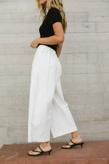 Elke Button Slacks In White - Final Sale