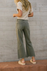 Charlie Distressed Jeans In Army Green - Final Sale