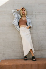 Blythe Denim Skirt In Natural - Final Sale