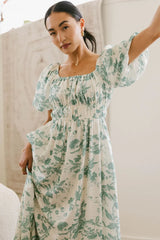 Dorothea Floral Midi Dress In Teal - Final Sale
