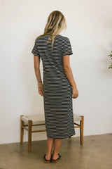 Hudson Striped T-Shirt Dress In Black - Final Sale