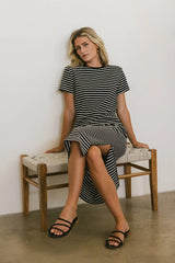 Hudson Striped T-Shirt Dress In Black - Final Sale