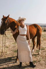 Nanet Crocheted Maxi Skirt in Natural - FINAL SALE