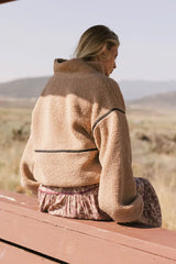 Gabby Fleece Zip Up In Tan