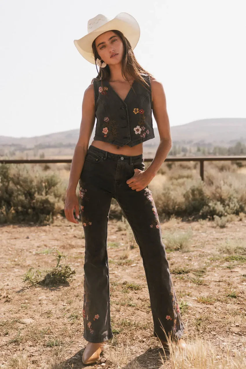Camille Embroidered Flare Jeans - Final Sale