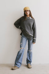 Ashley Knit Sweater In Charcoal - Final Sale