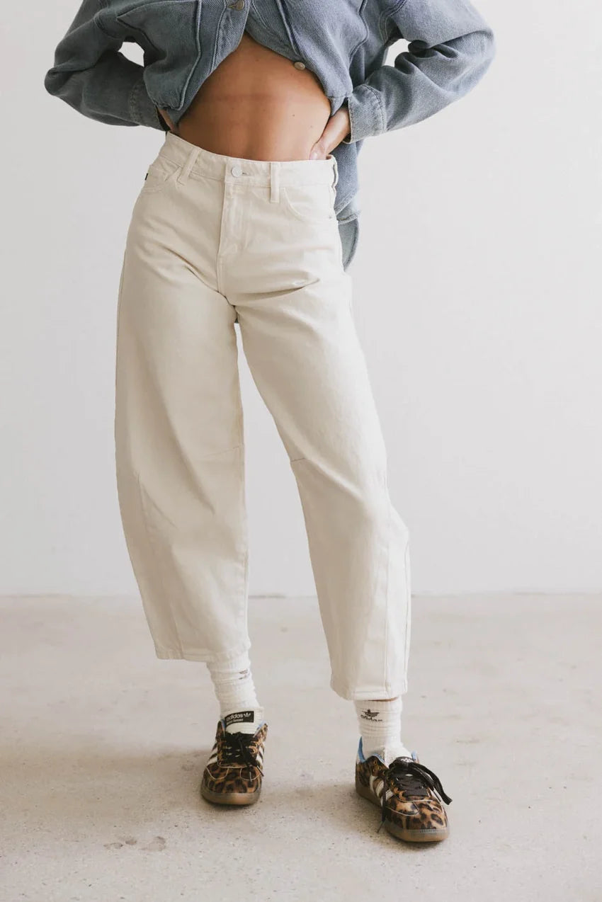 Lex Barrel Jeans In Ivory - Final Sale