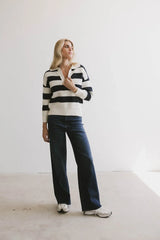 Ozzie Striped Sweater In Navy - Final Sale