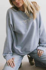 Pretty Bows Crewneck In Blue - Final Sale