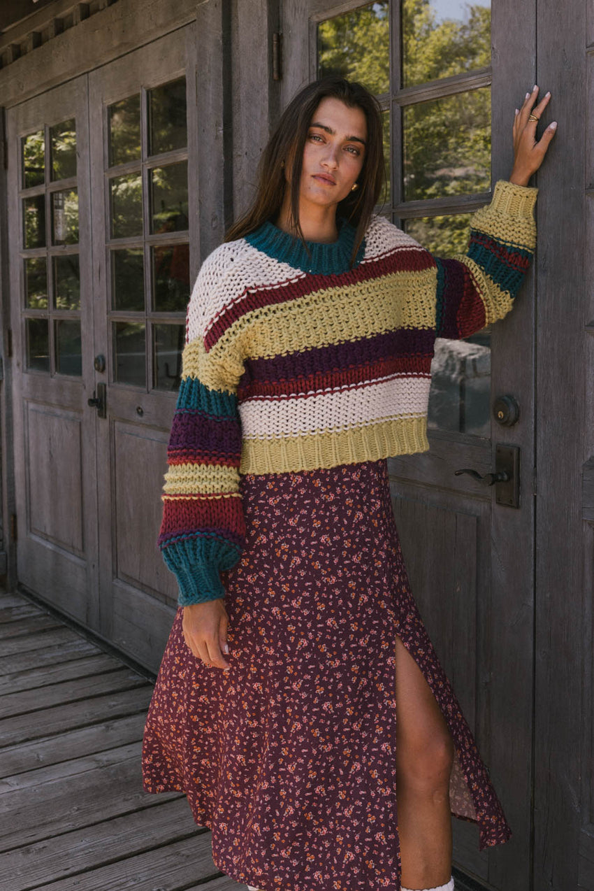 Tennyson Striped Sweater In Green - Final Sale
