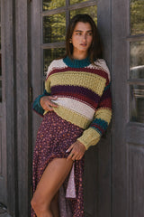 Tennyson Striped Sweater In Green - Final Sale