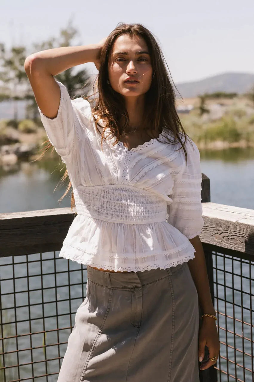 Nika Lace Ruffle Blouse - Final Sale