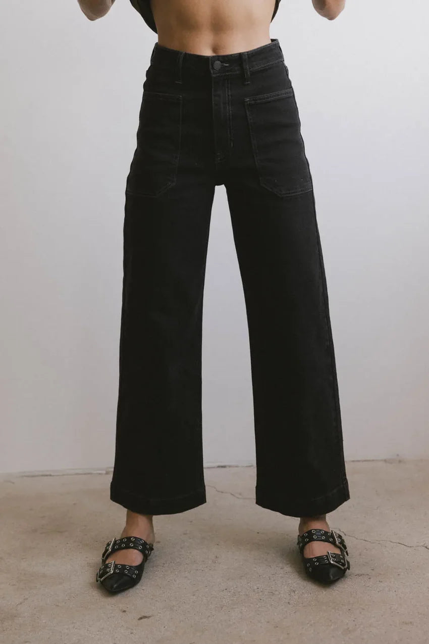 Leila Wide Leg Jeans In Black